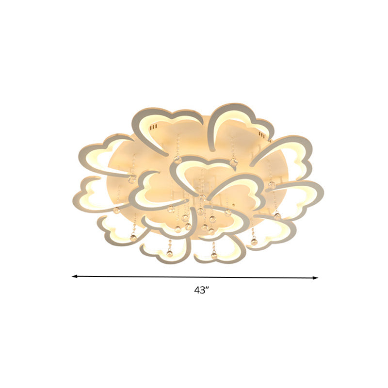 Heart-Shaped Acrylic Flush Mount Light Fixture with 5/15 Lights in Warm/White/3 Color for Living Room (23"/43" Width)