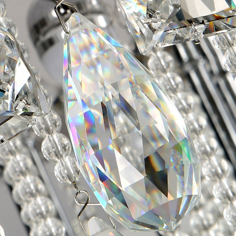 LED Crystal Blossom Ceiling Light - Remote Control Dimming, Modern Chrome Finish for Living Room - 19.5"/23.5" Sizes and 2 Color Options