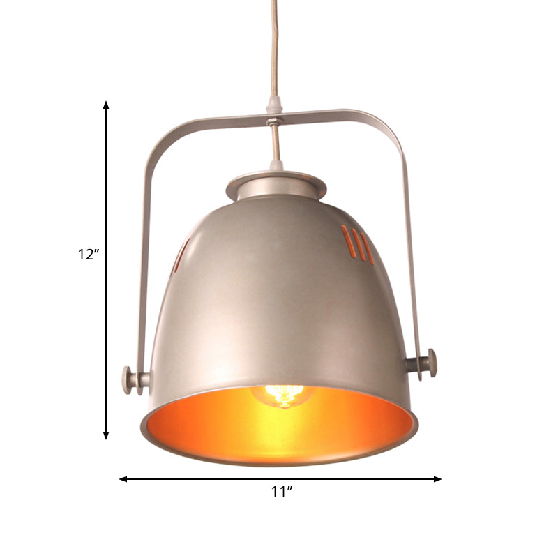 Industrial Style Gold Pendant Ceiling Light With Metallic Bucket Shade - Ideal For Restaurants
