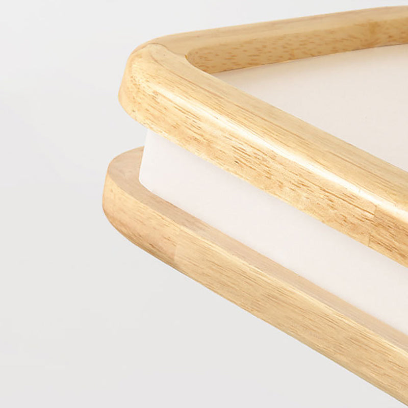 Minimalist Led Wood Rectangular Hanging Island Lamp - Acrylic Ceiling Suspension For Dinners