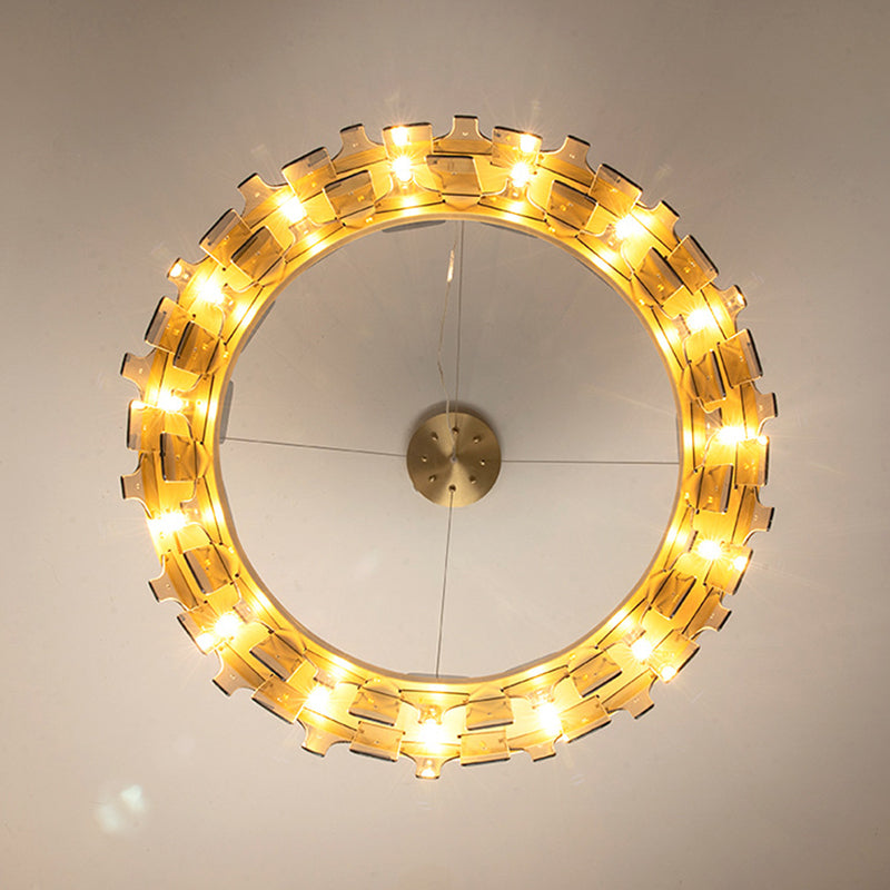 Modern Minimalist Smoked Glass Gold Pendant Lamp - Stylish Living Room Ceiling Light