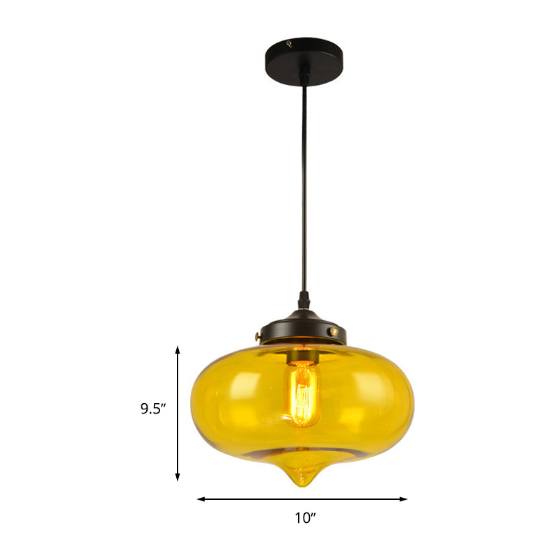 Modern Onion Pendant Light – Gray/Red/Yellow Glass – Ceiling Fixture for Restaurants