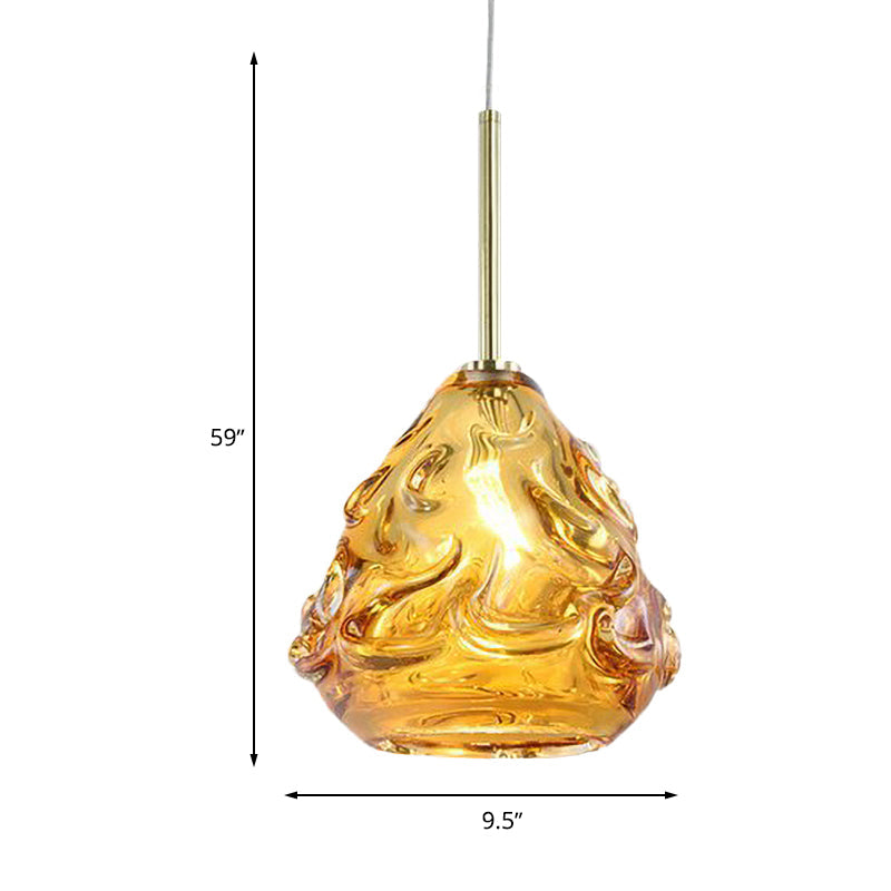 Contemporary Tan Hand Blown Glass Globe Pendant Hanging Lamp Ideal For Dining Room Lighting