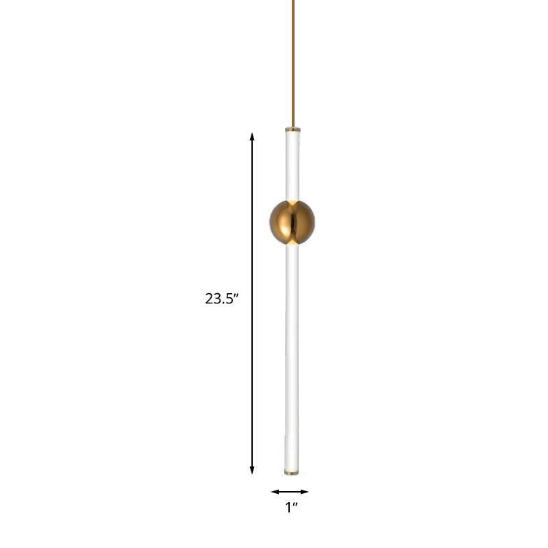 Gold/White Glass Flute Pendant Light Kit - Simple Style for Stairways (1 Head)