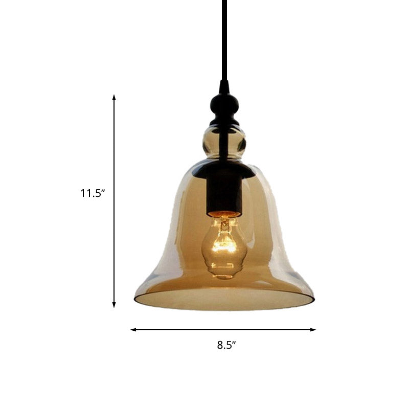 Modern Amber/Clear Glass Bell Pendant Lamp - Stylish Hanging Light for Dining Room