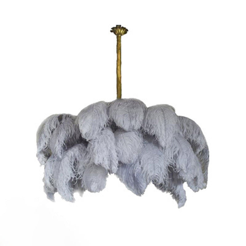 Modern Nordic 5-Light Ostrich Feather Ceiling Chandelier For Bedroom