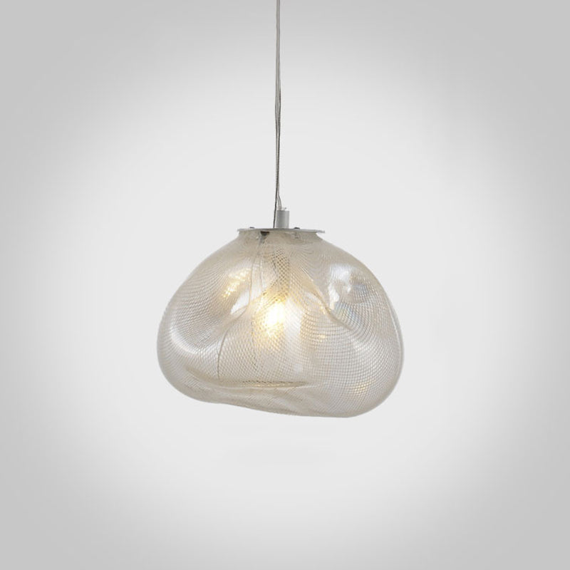 Modern Lattice Glass Ceiling Hanging Light Fixture For Restaurants - 1 Bun
