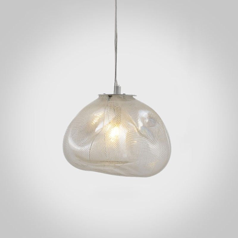 Modern Lattice Glass Ceiling Hanging Light Fixture For Restaurants - 1 Bun