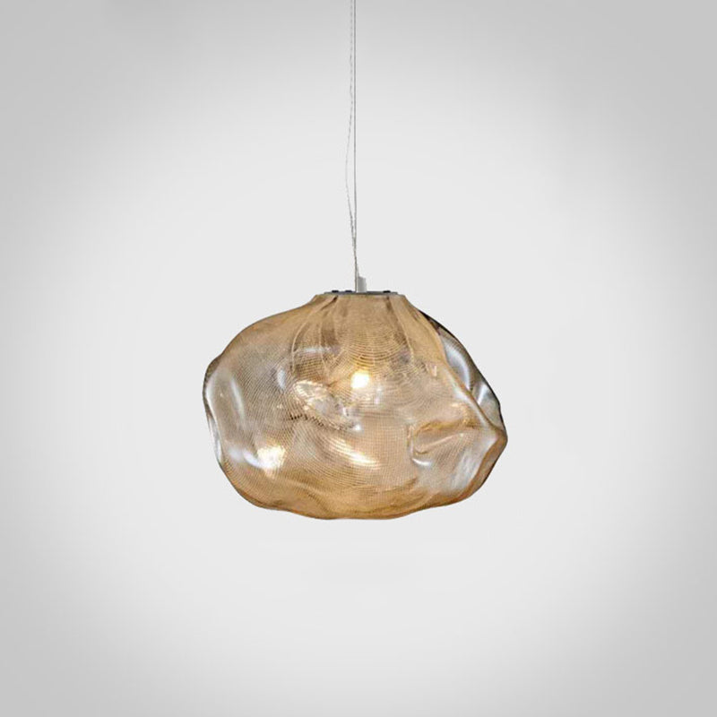 Modern Lattice Glass Ceiling Hanging Light Fixture For Restaurants - 1 Bun