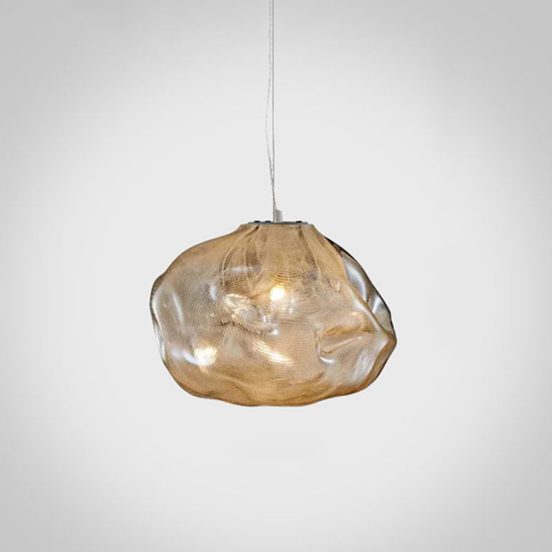 Modern Lattice Glass Ceiling Hanging Light Fixture For Restaurants - 1 Bun