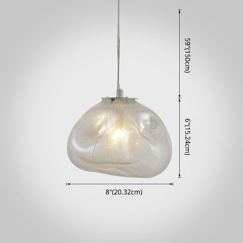 Modern Lattice Glass Ceiling Hanging Light Fixture For Restaurants - 1 Bun