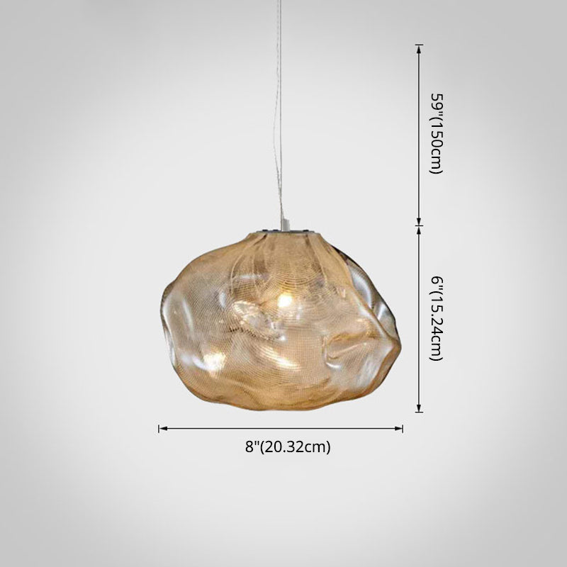 Modern Lattice Glass Ceiling Hanging Light Fixture For Restaurants - 1 Bun