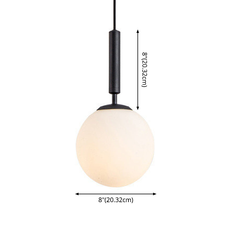 Mid-Century Modern White Glass Sphere Pendant Lighting - Ideal For Restaurants
