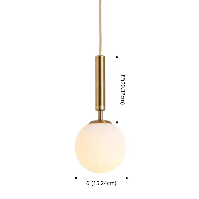 Mid-Century Modern White Glass Sphere Pendant Lighting - Ideal For Restaurants