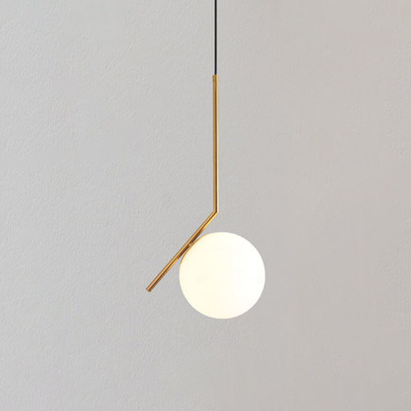 Mid-Century Modern White Glass Hanging Pendant Light For Bedroom - 1-Light Fixture