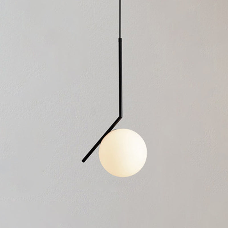 Mid-Century Modern White Glass Hanging Pendant Light For Bedroom - 1-Light Fixture