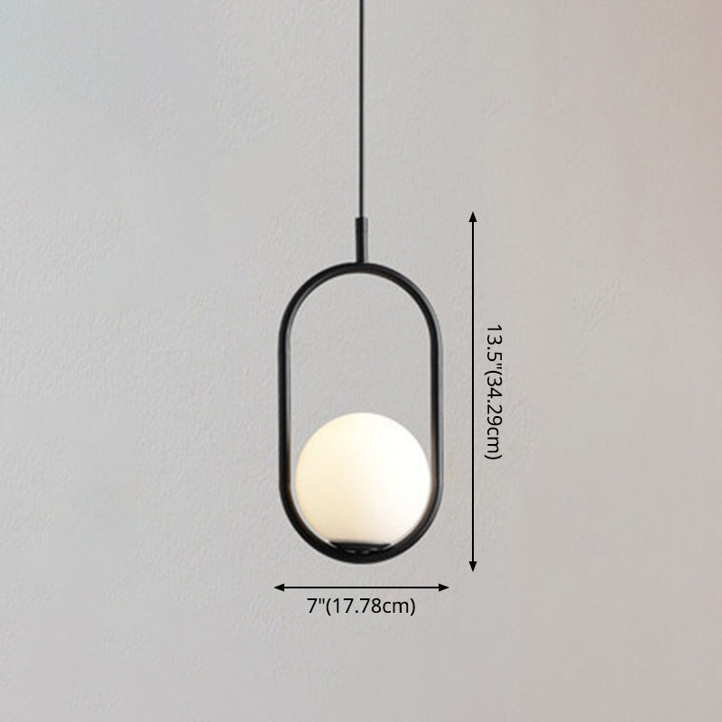 Mid-Century Modern White Glass Hanging Pendant Light For Bedroom - 1-Light Fixture
