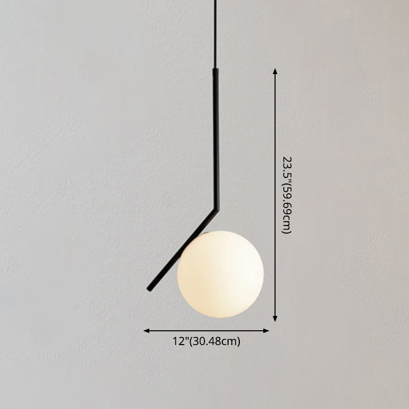 Mid-Century Modern White Glass Hanging Pendant Light For Bedroom - 1-Light Fixture