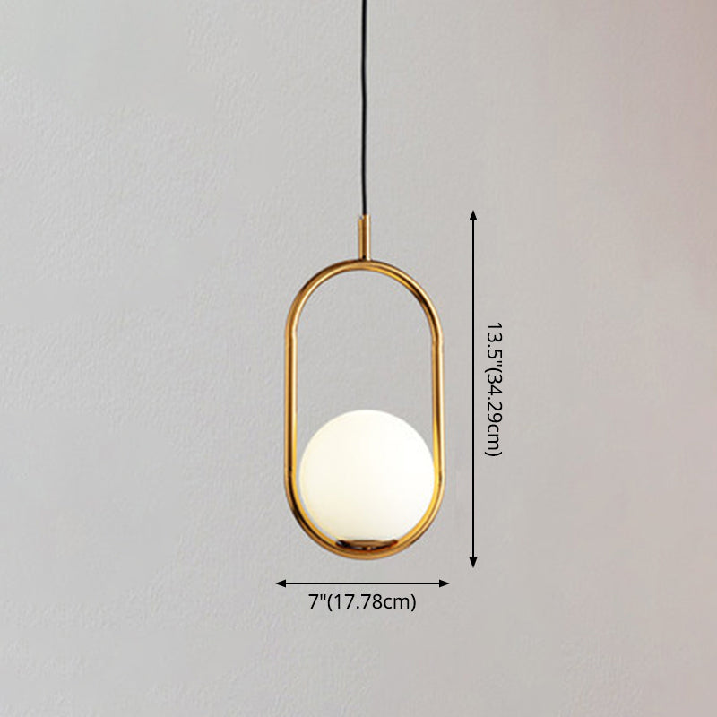 Mid-Century Modern White Glass Hanging Pendant Light For Bedroom - 1-Light Fixture