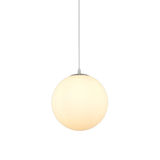 Modern Simple White Glass Round Ceiling Light For Restaurants - 1 Fixture / 6