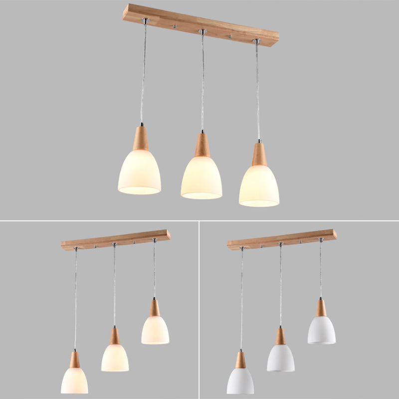 Modern White Glass Cone Pendant Ceiling Lights For Restaurants - Hanging Lighting