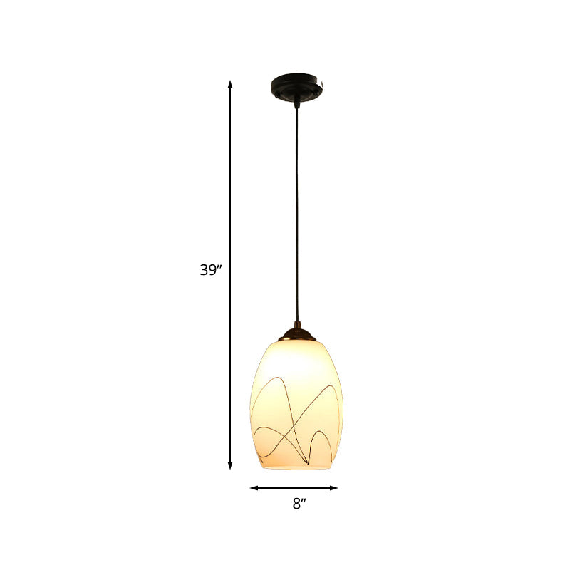 Modern Wave Tulip White Glass Pendant Lamp with Black Hanging Ceiling Light - Ideal for Dining Room