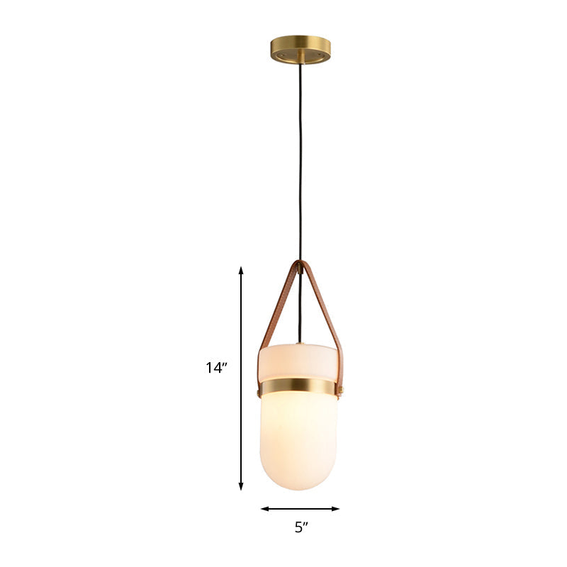 Contemporary White Glass Cylinder Pendant Lamp for Bedroom Ceiling
