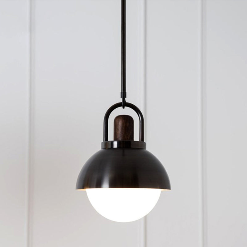 Modern Black Dome Hanging Lamp Kit - 1 Light Metal Pendant Lighting 8/12/16 Wide Ceiling Fixture