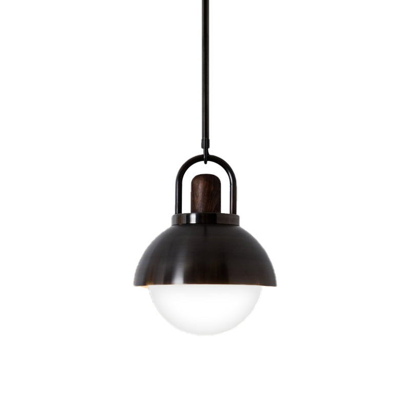 Modernist Black Dome Hanging Lamp Kit - 1 Light, 8"/12"/16" Wide Metal Ceiling Pendant Lighting