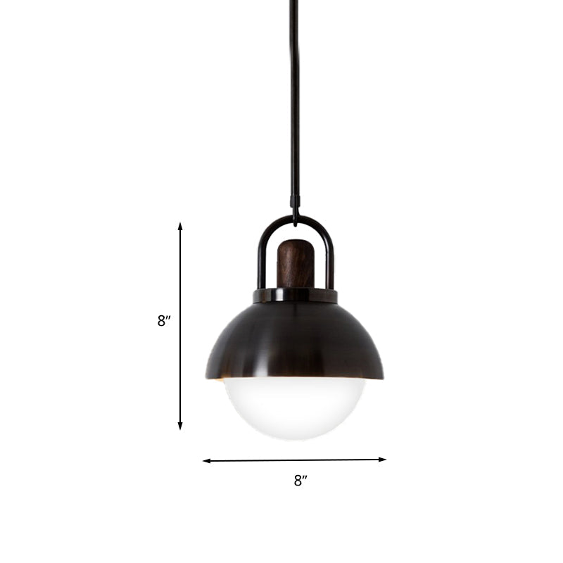 Modernist Black Dome Hanging Lamp Kit - 1 Light, 8"/12"/16" Wide Metal Ceiling Pendant Lighting