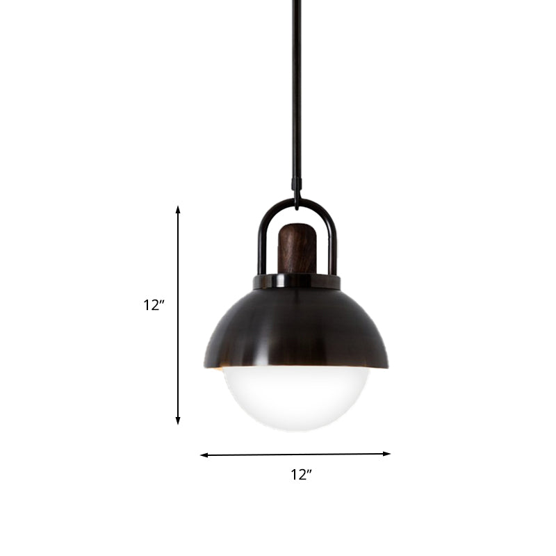 Modern Black Dome Hanging Lamp Kit - 1 Light Metal Pendant Lighting 8/12/16 Wide Ceiling Fixture