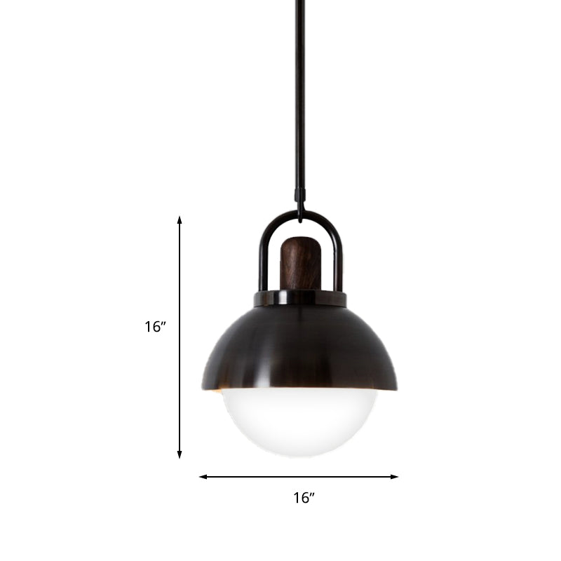 Modernist Black Dome Hanging Lamp Kit - 1 Light, 8"/12"/16" Wide Metal Ceiling Pendant Lighting