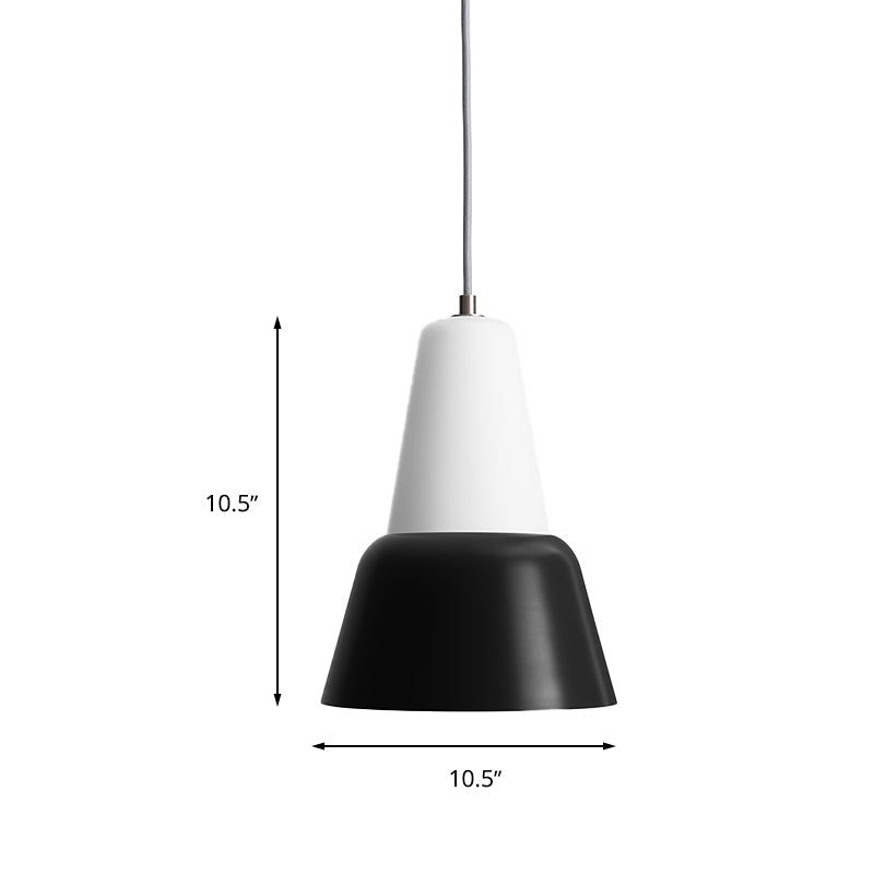 Cone Hanging Light Fixture - Macaron Metal Pendant Ceiling Light (1 Head, 6.5"/10.5" Height) - Pink/Blue/Black Shade