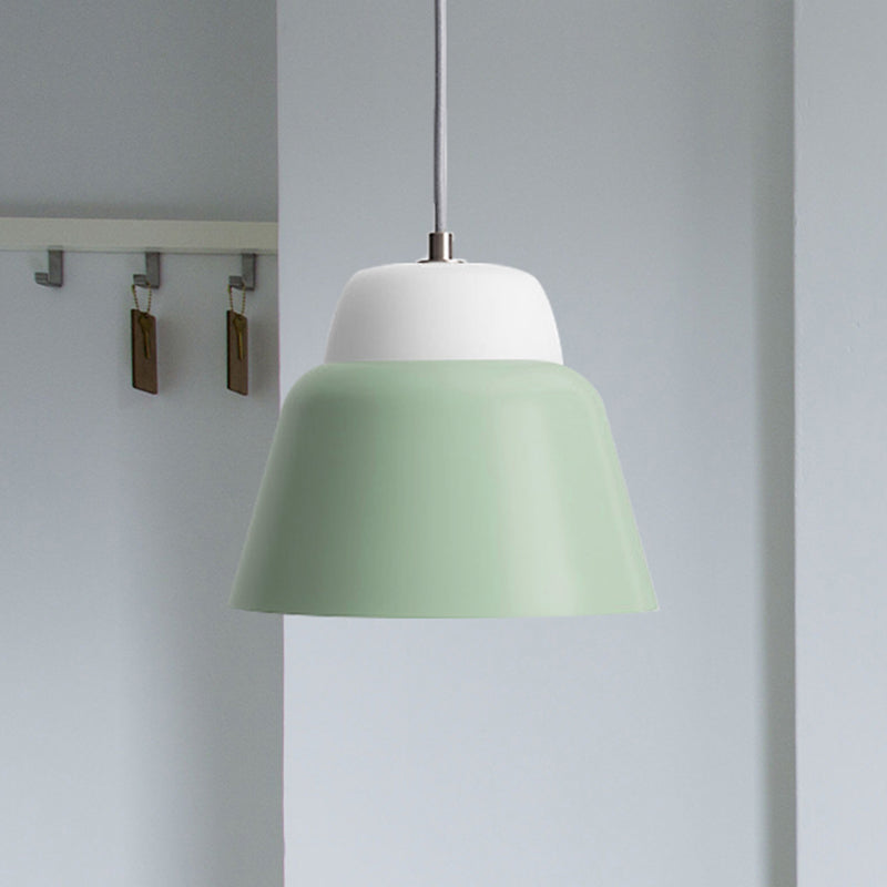 Cone Hanging Light Fixture - Macaron Metal Pendant Ceiling Light (1 Head, 6.5"/10.5" Height) - Pink/Blue/Black Shade