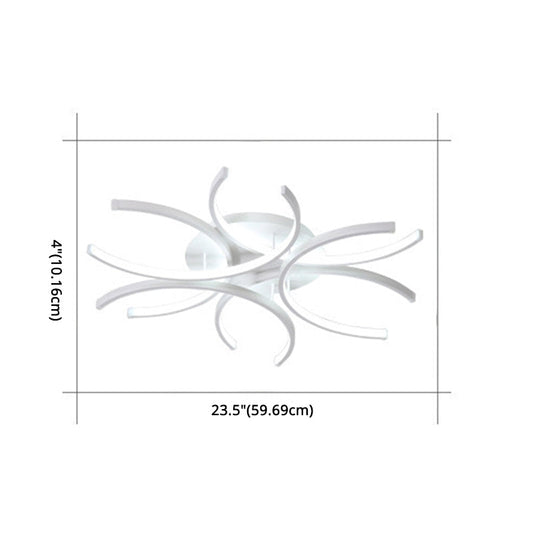 Modern White Metal Flushmount Ceiling Lamp With Led Petal Design