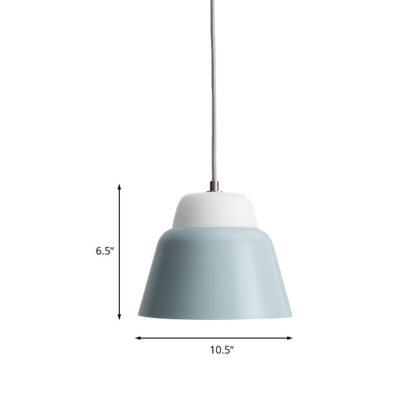 Cone Hanging Light Fixture - Macaron Metal Pendant Ceiling Light (1 Head, 6.5"/10.5" Height) - Pink/Blue/Black Shade