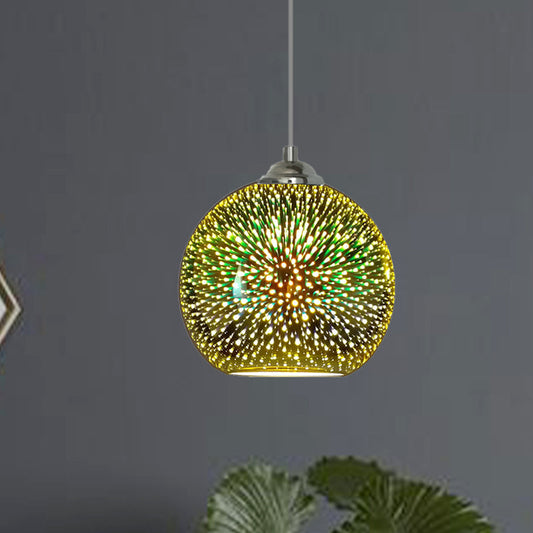 Modern Gold/Copper 3D Glass Globe Pendant Lamp - Dining Room Light Fixture (8/10 Wide)