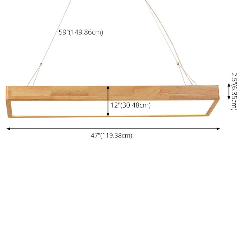 Modern Style Led Wooden Island Ceiling Light Fixture - Wood Rectangle Design