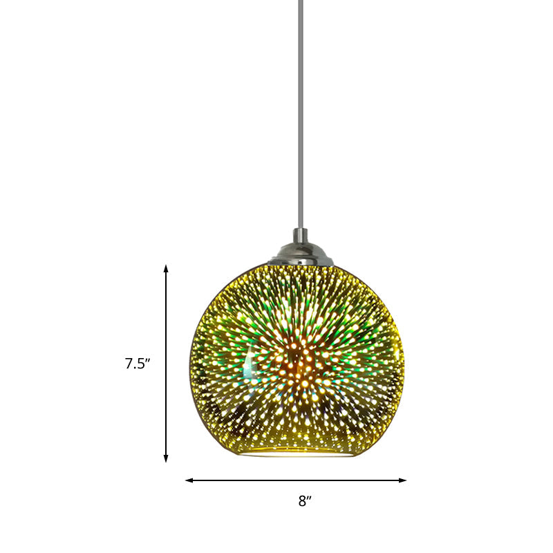 Modern Gold/Copper 3D Glass Globe Pendant Lamp - Dining Room Light Fixture (8/10 Wide)