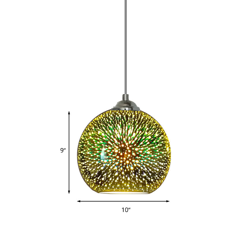 Modern Gold/Copper 3D Glass Globe Hanging Light Fixture - 1 Head - Dining Room Pendant Lamp - 8"/10" Wide