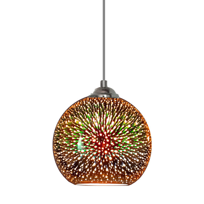 Modern Gold/Copper 3D Glass Globe Pendant Lamp - Dining Room Light Fixture (8/10 Wide)