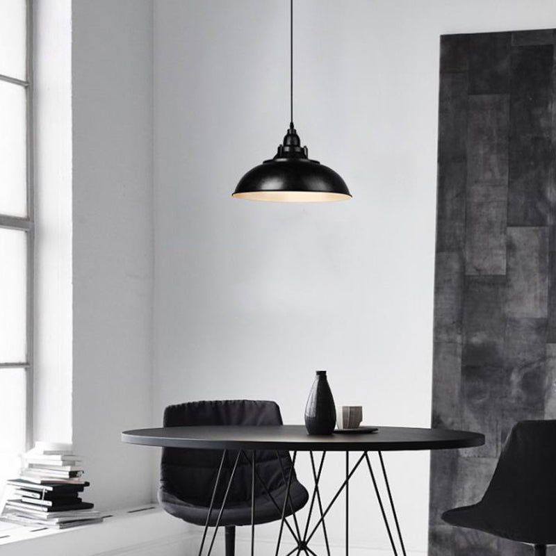 Vintage Industrial Ceiling Light with Metallic Bowl Shade - Black/Rust Finish - Ideal for Study Room