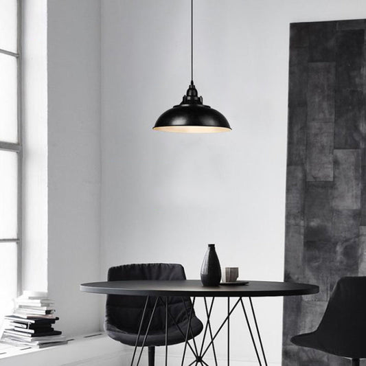 Vintage Industrial Ceiling Light with Metallic Bowl Shade - Black/Rust Finish - Ideal for Study Room