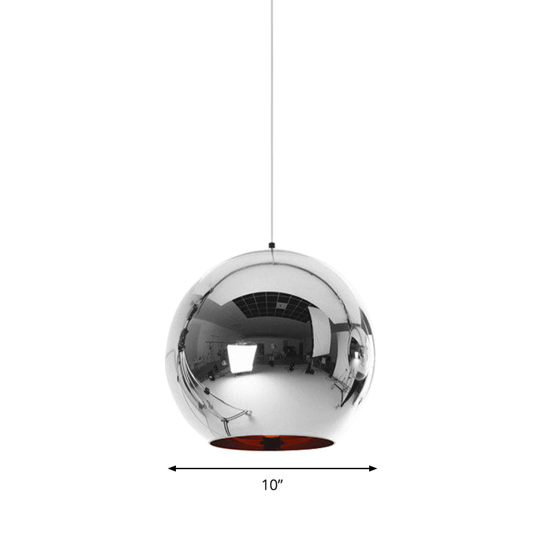 Modern Glass Sphere Hanging Light Fixture - 6/8/10 Wide 1 Silver/Copper Pendant Lamp