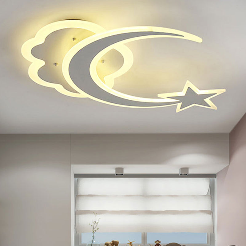Contemporary Moon and Star Bedroom Ceiling Light