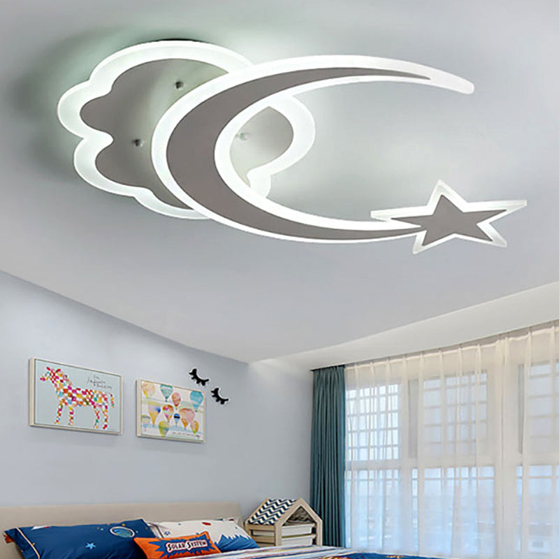 Contemporary Moon and Star Bedroom Ceiling Light