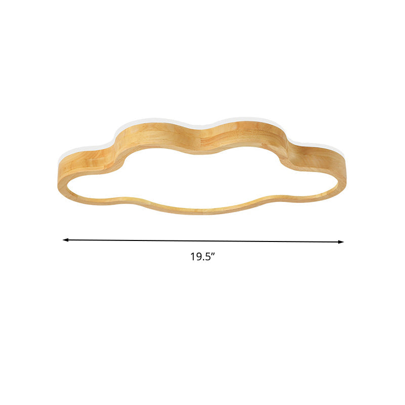 Contemporary Cloud Flush Mount Wood Ceiling Light - LED, 19.5"/25" W, Beige, Warm/White/3 Color Options