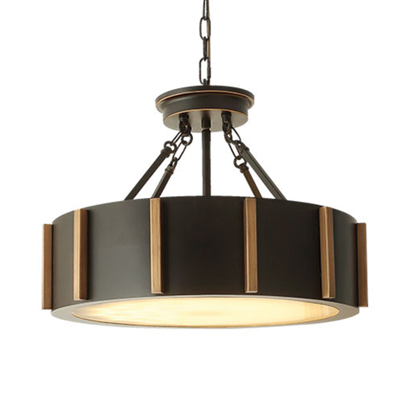 Iron Gear Drop Pendant 14/18 Dia Traditional Led Ceiling Lamp Black Hanging Fixture Warm Light