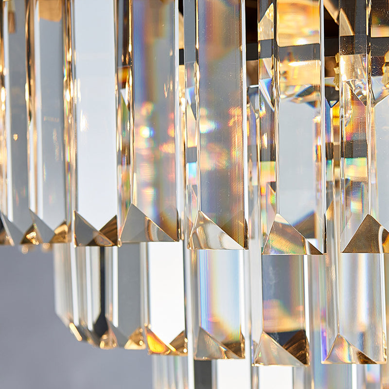 Modern Pink and Gold Crystal Drop Pendant Ceiling Light with 8/12 Lights