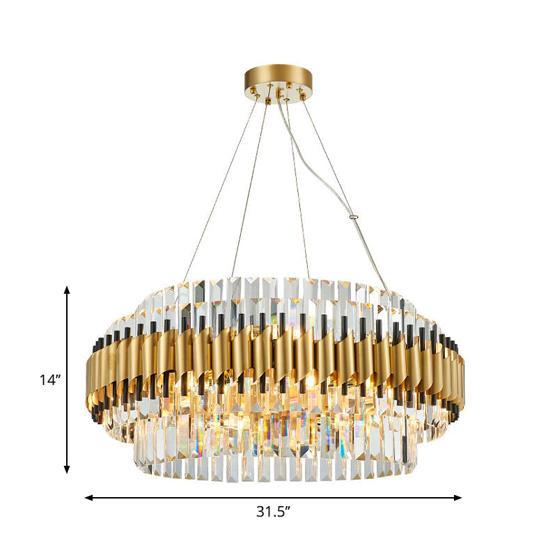 Contemporary Crystal Hanging Pendant Light - 12/16-Light Golden Chandelier